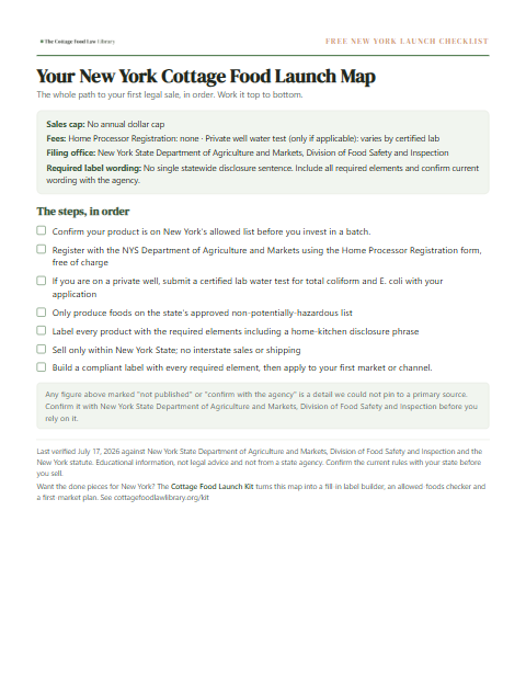 The free New York cottage food checklist, one page