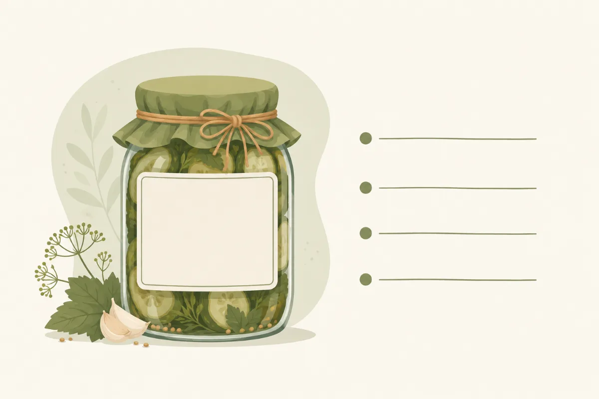 A labeled diagram of the parts of a compliant cottage food label